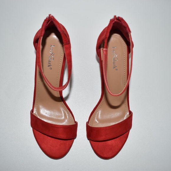 Lov Mark Women's New Red Open Toe Red Heels US 7.5 - Picture 9 of 10